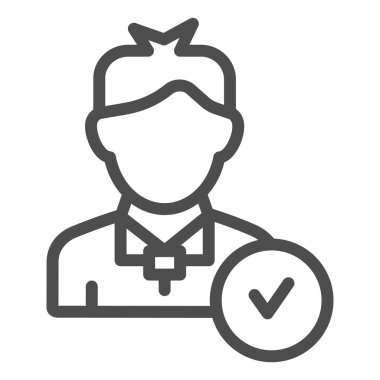 Satır simgesine sahip kullanıcı profili. Kene vektör illüstrasyonu olan adam beyazda izole edilmiş. Doğrulanmış kişi tasarımı tasarımı, web ve uygulama için tasarlandı. Eps 10.