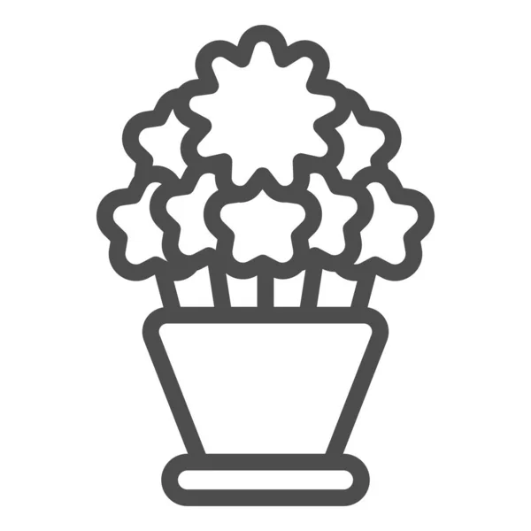 Icono de línea de maceta. Ilustración de vectores vegetales aislados en blanco. Diseño de estilo de contorno floral, diseñado para web y app. Eps 10 . — Archivo Imágenes Vectoriales