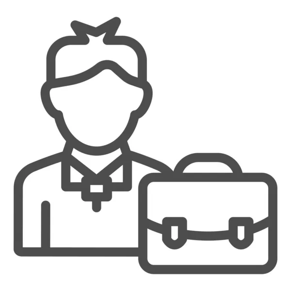 Affärsman linje ikon. Man med portfölj vektor illustration isolerad på vitt. Manager med resväska skissera stil design, utformad för webb och app. Eps 10. — Stock vektor
