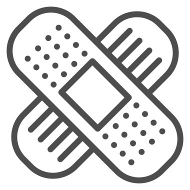 Yapıştırıcı sıva çizgisi simgesi. Bandaj vektör çizimi beyaza izole edildi. Tıbbi bant tasarımı, web ve uygulama için tasarlanmış. Eps 10.