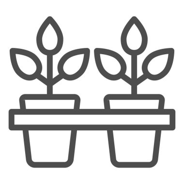 Saksı bitkisi ikonu. Bitki vektör illüstrasyonlu tencereler beyaza izole edilmiş. Büyüme tasarımı, web ve uygulama için tasarlanmış. Eps 10.
