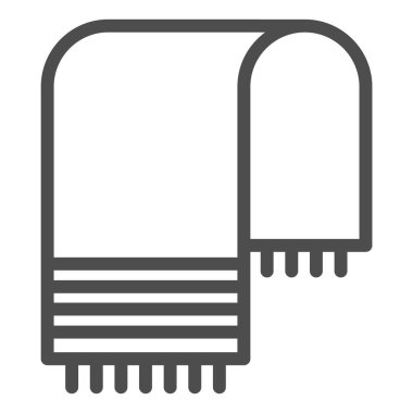 Havlu çizgisi simgesi. Banyo vektör çizimi beyaza izole edildi. Doku ana hatları tasarımı, web ve uygulama için tasarlandı. Eps 10.