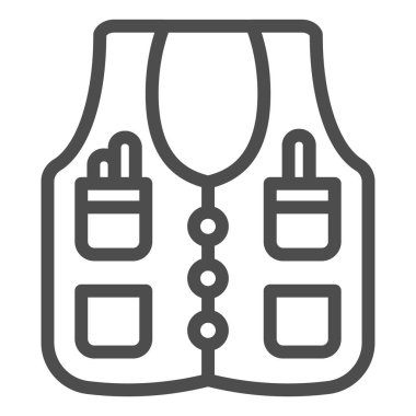 İşçi ceketi çizgisi simgesi. Ceket sıhhi tesisat vektör çizimi beyaza izole edildi. İş kıyafetleri tasarımı, web ve uygulama için tasarlanmış. Eps 10.