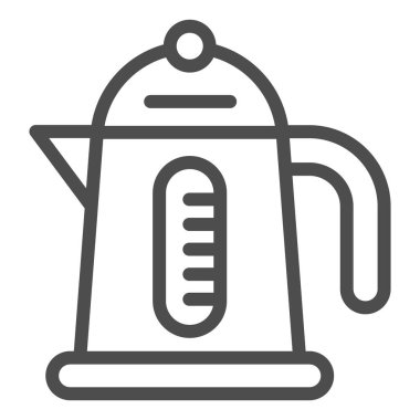 Elektrikli çaydanlık hattı ikonu. Beyaz üzerine izole edilmiş ev vektör illüstrasyonu. Çaydanlık tasarımı, web ve uygulama için tasarlandı. Eps 10.