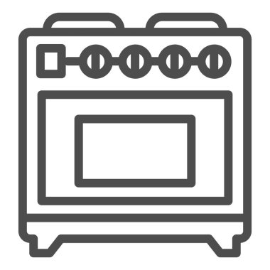 Elektrikli soba hattı ikonu. Pişirme vektör illüstrasyonu beyaza izole edildi. Mutfak aletleri tasarımı, web ve uygulama için tasarlanmış. Eps 10.