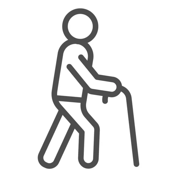 Icono de línea de anciano. Hombre con ilustración de vectores de bastón aislado en blanco. Diseño de estilo de esquema de persona mayor, diseñado para la web y la aplicación. Eps 10 . — Vector de stock