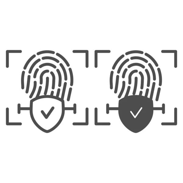 Checked fingerprint line and glyph icon. Finger identification approved vector illustration isolated on white. Check with fingerprint outline style design, designed for web and app. Eps 10. — Stock Vector