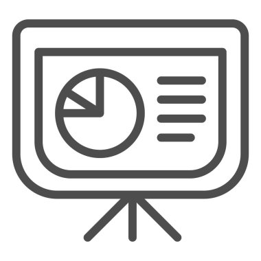 Pasta çizelgesi simgesi olan tahta. Sunum diyagramı vektör çizimi beyaza izole edildi. Grafik tasarımı, web ve uygulama için tasarlandı. Eps 10.