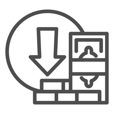 Para çekme hattı simgesi. Nakit ve tuğla vektör illüstrasyonunu beyaza izole ettik. Para tasarımı tasarımı web ve uygulama için tasarlandı. Eps 10.