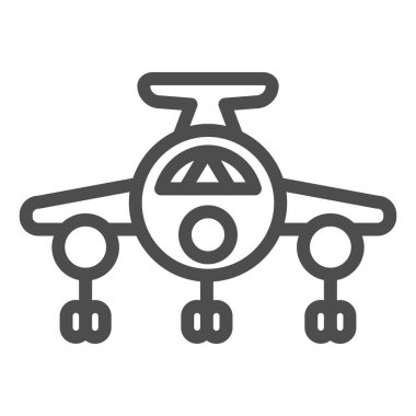 Uçak çizgisi simgesi. Düz vektör çizimi beyaza izole edildi. Uçak ana hatları tasarımı, web ve uygulama için tasarlandı. Eps 10.