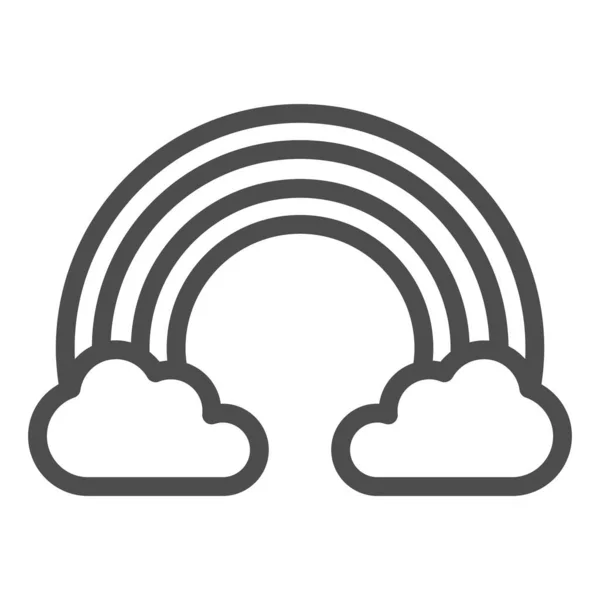Arco-íris no ícone da linha de nuvens. Ilustração vetorial céu isolado em branco. Natureza design estilo esboço, projetado para web e app. Eps 10 . — Vetor de Stock