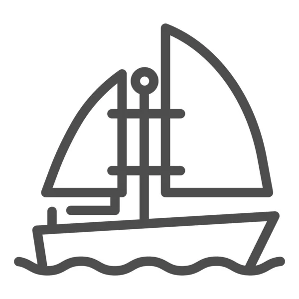 Ícone da linha do iate. Ilustração do vetor do barco isolado no branco. Design de estilo de esboço de navio, projetado para web e aplicativo. Eps 10 . — Vetor de Stock