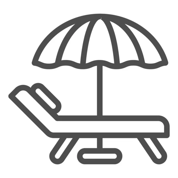 Stranden paraply och stol linje ikon. Vacation vektor illustration isolerad på vitt. Resor skissera stil design, utformad för webb och app. Eps 10. — Stock vektor