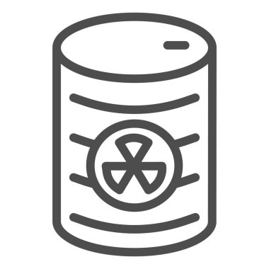 Radyoaktif atık hattı simgesi. Nükleer atık, beyaz üzerine izole edilmiş vektör çizimi yapabilir. Çevre kirliliği tasarımı, web ve uygulama için tasarlandı. Eps 10.