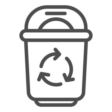 Çöp kutusu simgesini geri dönüştür. Geri dönüşüm sembolü olan çöp kutusu beyaza izole edilmiş. Çöp tasarımı, web ve uygulama için tasarlanmış. Eps 10.