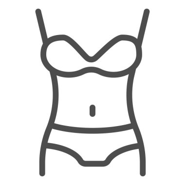 Kadın figürü çizgisi simgesi. Vücut vektör çizimi beyaza izole edildi. İnce hatlı tasarım, web ve uygulama için tasarlanmış. Eps 10.