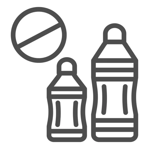 Plastikowa ikona zakazu butelki. Plastikowe zabronione wektor ilustracji izolowane na białym. Zakazany plastyczny zarys stylu projektowania, przeznaczony do sieci i aplikacji. Eps 10. — Wektor stockowy