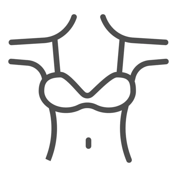 Mujer decollete icono de línea. Figura de las niñas con ilustración de vectores de sujetador aislado en blanco. Diseño de estilo de contorno de cuerpo femenino, diseñado para web y aplicación. Eps 10 . — Archivo Imágenes Vectoriales
