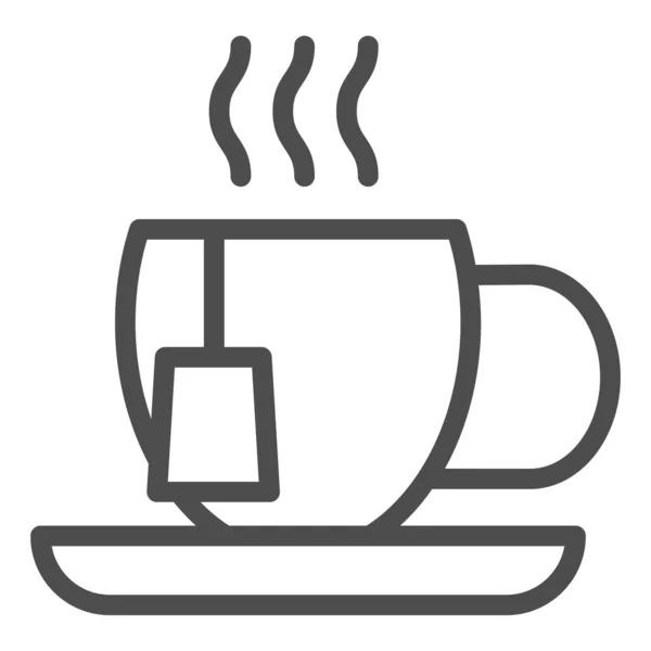Значок линии чашки чая. Кружка с векторной иллюстрацией пакетика чая изолированы на белом. Hot drink show style design, designed for web and app. Eps 10 . — стоковый вектор