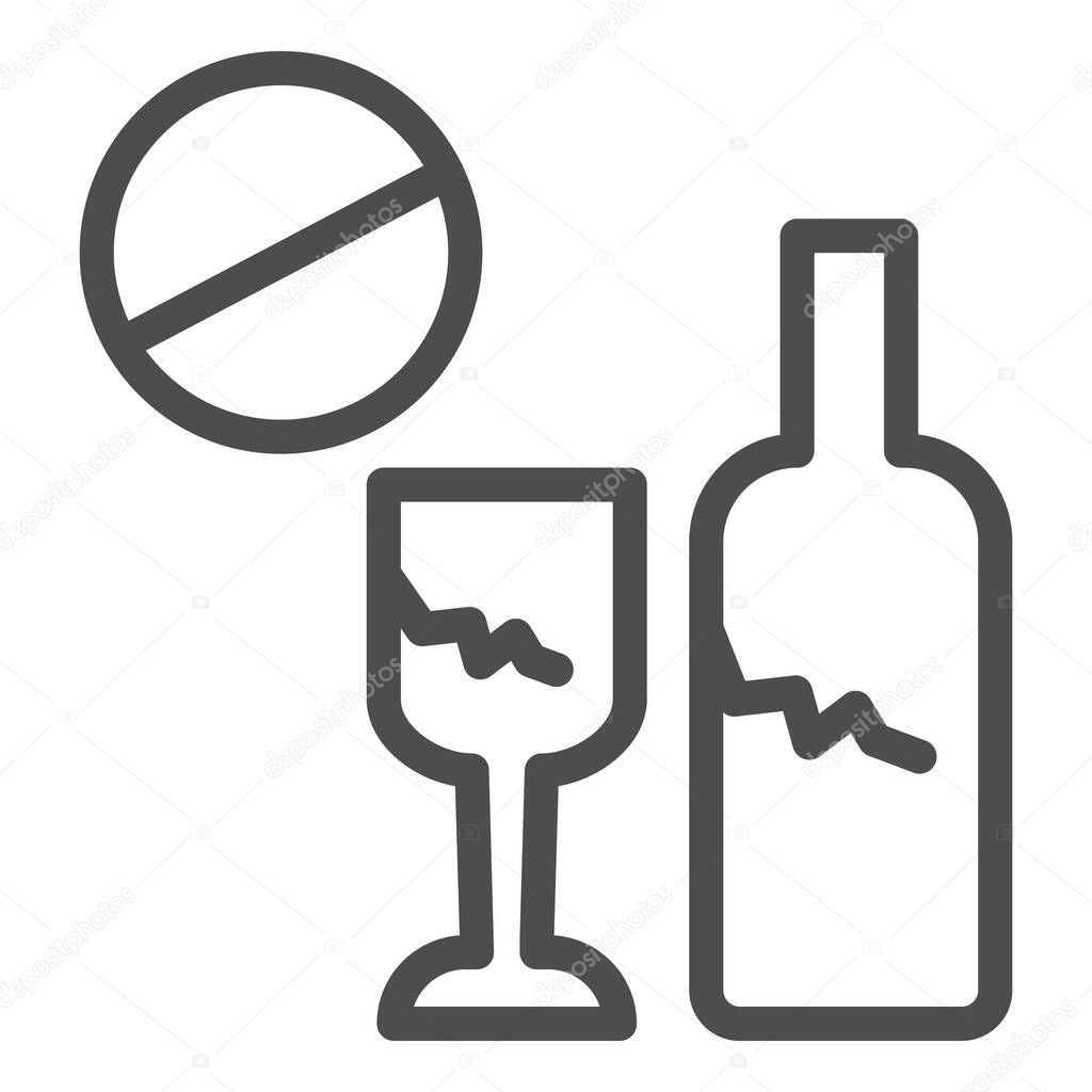 No glass or bottles line icon. Broken glass ban vector illustration isolated on white. Broken package prohibited outline style design, designed for web and app. Eps 10.