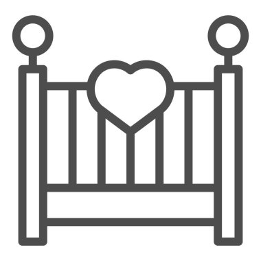 Bebek beşiği çizgisi simgesi. Çocukların yatak vektör illüstrasyonları beyaza izole edilmiş. Uyku çizgisi tasarımı, web ve uygulama için tasarlanmış. Eps 10.