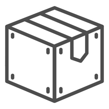 Tahta kutu çizgisi simgesi. Kargo vektör çizimi beyaza izole edildi. Depolama tasarımı, web ve uygulama için tasarlandı. Eps 10.