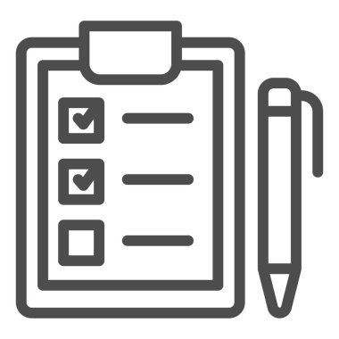 Kalem satırı simgesi olan pano. Damga tahtası ve kalem vektör çizimi beyaza izole edildi. Web ve uygulama için tasarlanmış tasarım taslaklarını listele. Eps 10.