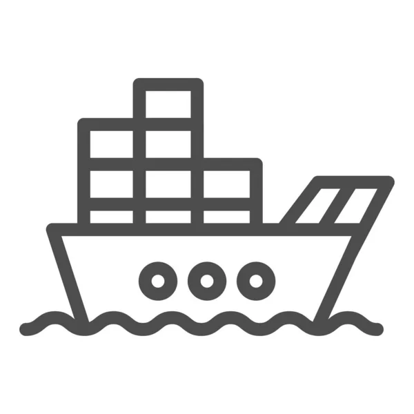 Ship with cargo line icon. Boat with containers vector illustration isolated on white. Tanker outline style design, designed for web and app. Eps 10. — Stock Vector