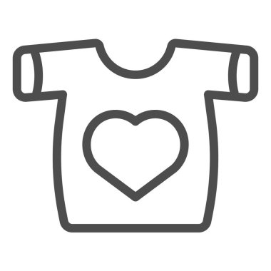 Kalp çizgisi ikonlu tişört. Giysi vektör çizimi beyaza izole edildi. İkinci el tasarım, web ve uygulama için tasarlanmış. Eps 10.