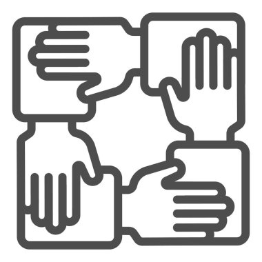 İşbirliği çizgisi simgesi. Eller toplum vektör illüstrasyonu beyaza izole edildi. Takım çalışması tasarımı, web ve uygulama için tasarlandı. Eps 10.