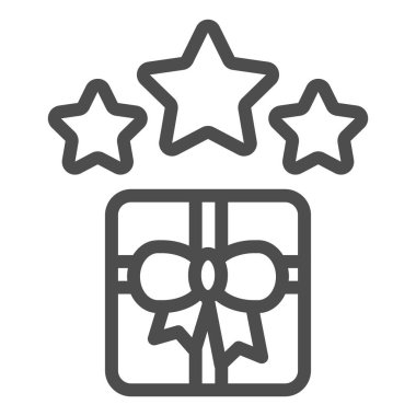 Sürpriz çizgi ikonu. Hediye kutusu ve yıldız vektör çizimi beyaza izole edildi. Web ve uygulama için tasarlanmış mevcut tasarım tasarımı. Eps 10.