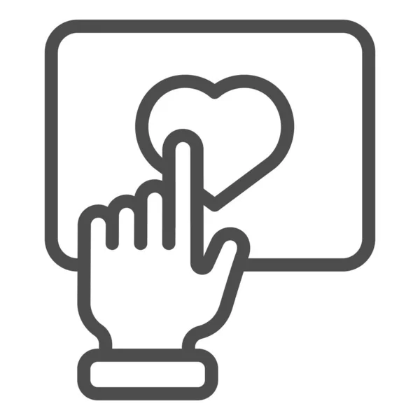 Σαν εικονίδιο γραμμής κουμπιού. Χέρι με την καρδιά κουμπί διανυσματική απεικόνιση απομονώνονται σε λευκό. Κάντε κλικ στο σχέδιο στυλ περίγραμμα, σχεδιασμένο για web και app. Eps 10. — Διανυσματικό Αρχείο