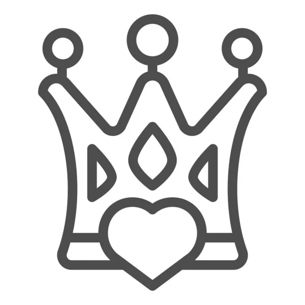 Corona con icono de línea de corazón. Ilustración vectorial de estado aislada en blanco. Amor reina contorno diseño de estilo, diseñado para web y aplicación. Eps 10 . — Archivo Imágenes Vectoriales