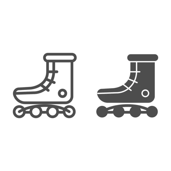 Rolschaatsen lijn en solide pictogram, extreme sport activiteit symbool, retro skate vector teken op witte achtergrond, Skates symbool pictogram in outline stijl voor mobiele concept en web design. vectorgrafieken. — Stockvector