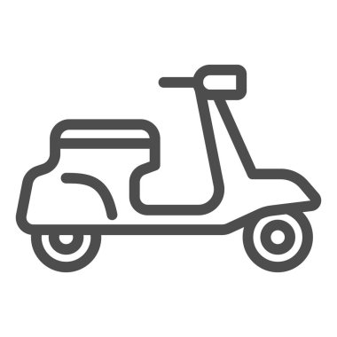 Klasik scooter çizgisi ikonu, ulaşım sembolü, beyaz arka planda Moped vektör işareti, mobil konsept ve web tasarımı için ana hatlı motosiklet ikonu. Vektör grafikleri.