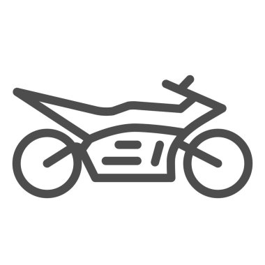 Spor bisiklet hattı ikonu, hız yolu taşıma sembolü, beyaz arka planda motokros motosiklet vektör işareti, mobil konsept ve web tasarımı için spor motosiklet ikonu tasarımı tarzı. Vektör grafikleri.