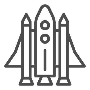 Uzay mekiği çizgisi simgesi, ulaşım sembolü, beyaz zemin üzerinde uzay gemisi vektör işareti, mobil konsept ve web tasarımı için ana hatlı simge. Vektör grafikleri.