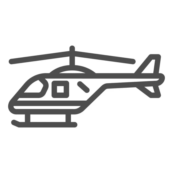 Icono de línea de helicóptero, símbolo de transporte aéreo, signo de vector de helicóptero sobre fondo blanco, icono de silueta de helicóptero pequeño en estilo de esquema para el concepto móvil y el diseño web. Gráficos vectoriales . — Archivo Imágenes Vectoriales