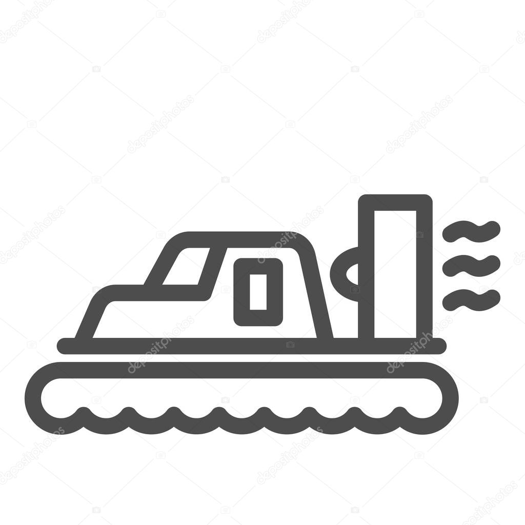 Hovercraft line icon, sea transport symbol, marine transportation vector sign on white background, Hovercraft boat icon in outline style for mobile concept and web design. Vector graphics.
