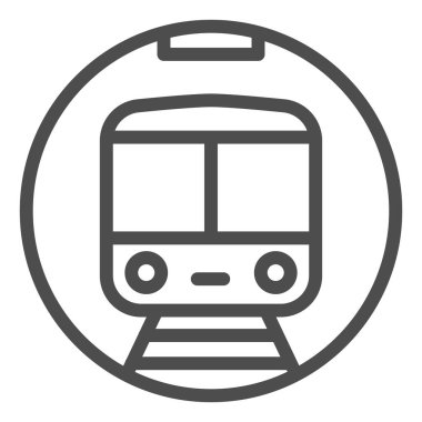 Metro tren hattı ikonu, demiryolu taşımacılığı sembolü, beyaz arka planda metro vektör işareti, mobil konsept ve web tasarımı için ana hatlı yeraltı ikonu. Vektör grafikleri.