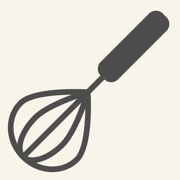 Mezclador manual icono sólido. Símbolo de batido, pictograma estilo glifo sobre fondo beige. Muestra de utensilio de cocina para el concepto móvil y el diseño web. Gráficos vectoriales . — Archivo Imágenes Vectoriales