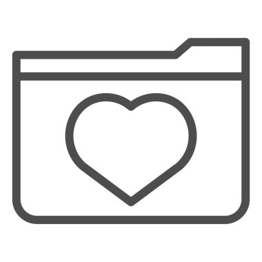Favori çizgi simgesi. Beyaz üzerine izole edilmiş kalp vektör illüstrasyonlu dosya dizini. Bilgisayar dizini tasarımı, web ve uygulama için tasarlandı. Eps 10.