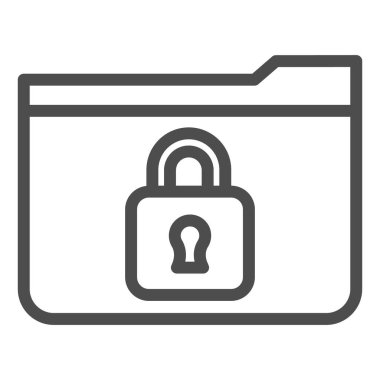 Kilitli klasör satırı simgesi. Beyaz üzerine asma kilit vektör illüstrasyonlu dizin. Bilgisayar dizini tasarımı, web ve uygulama için tasarlandı. Eps 10.