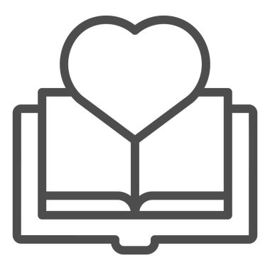 Kalp çizgisi ikonlu kitap. Beyaz üzerine izole edilmiş favori kitap vektör illüstrasyonu. Web ve uygulama için tasarlanmış tasarım taslağı okumayı seviyorum. Eps 10.