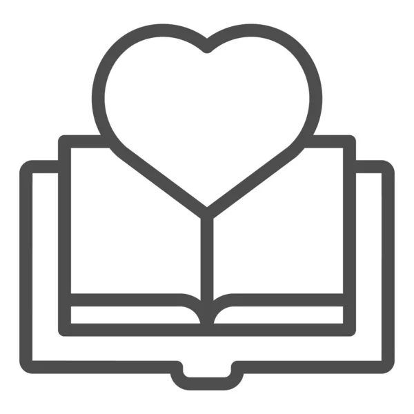 Könyv szívvonal ikonnal. Kedvenc könyv vektor illusztráció elszigetelt fehér. Szerelem olvasás körvonalazott stílus design, tervezett web és app. 10. rész. — Stock Vector