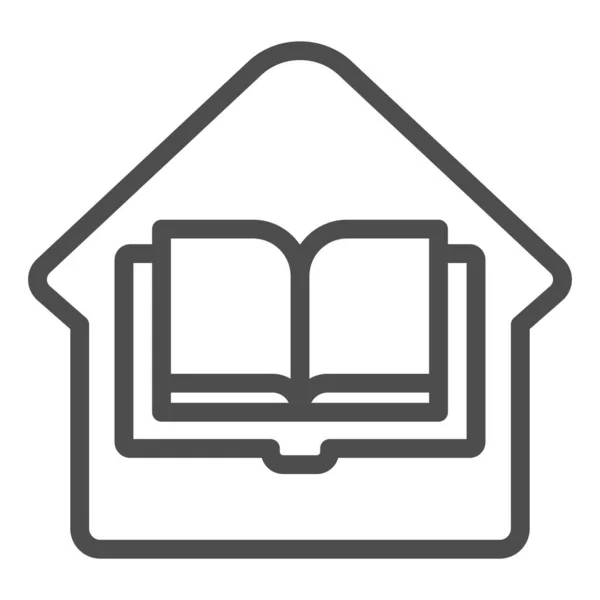 홈 라이브러리 라인 아이콘. 홈 북 벡터 일러스트는 흰색으로 분리되어 있다. 웹 과 앱을 위해 설계된 House and book outline style design. Eps 10. — 스톡 벡터