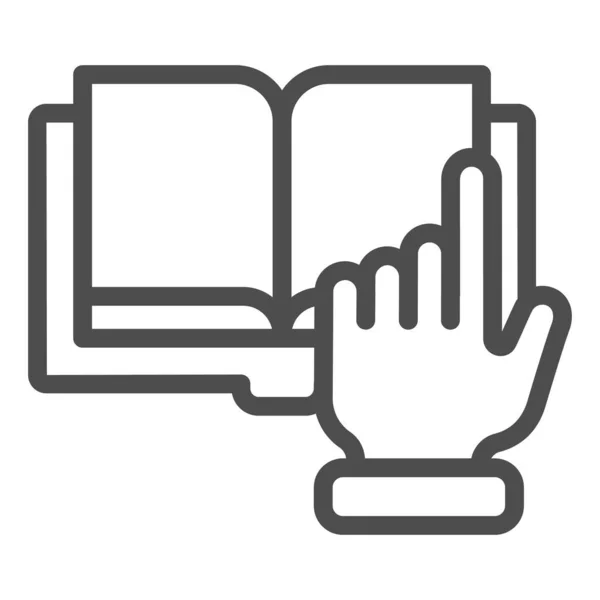 Reinter hand and book line icon. Цифровая книжная векторная иллюстрация изолирована на белом. Дизайн оформления электронных книг, предназначенных для веб и приложений. Eps 10 . — стоковый вектор