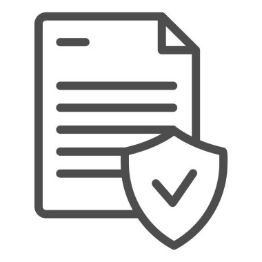 Geçerli belge satırı simgesi. Onaylanmış belge vektör illüstrasyonu beyazda izole edildi. Web ve uygulama için tasarlanmış ana hatları kontrol edin. Eps 10.