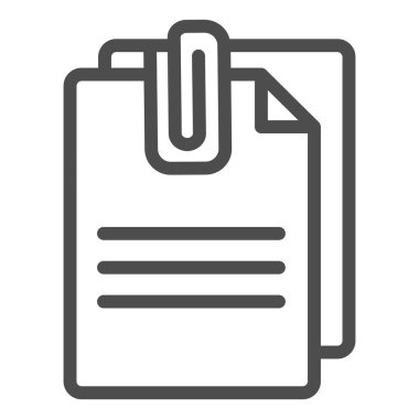 Eklenen belge satırı simgesi. Şarjör vektör illüstrasyonlu kağıtlar beyaza izole edildi. Sayfalar web ve uygulama için tasarlanmış tasarım tasarımı. Eps 10.