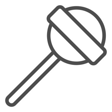 Çubuk çizgi ikonunda lolipop. Beyaz üzerine izole edilmiş tatlı yemek vektör çizimi. Şeker çubuğu tasarımı, web ve uygulama için tasarlanmış. Eps 10.